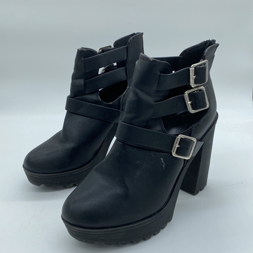 Charlotte Russe Platform Ankle Booties Buckle Black Womens Size 8 - Picture 4 of 16